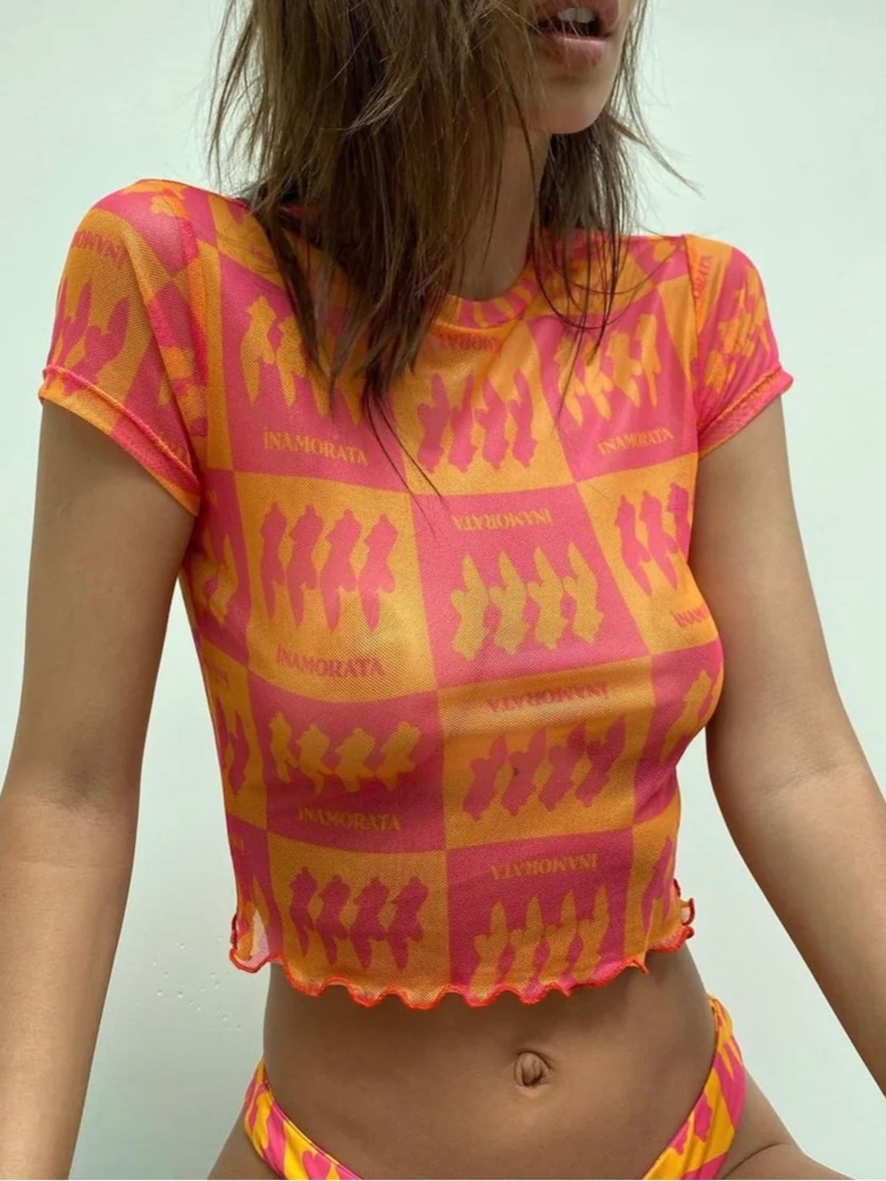 INAMORATA sheer Bambi crop top